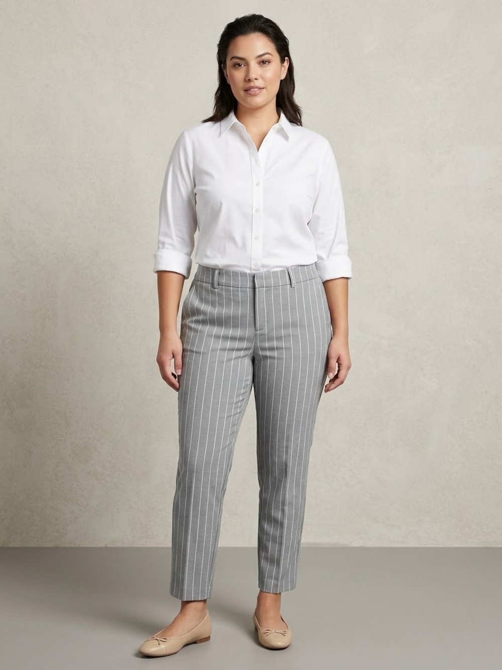 Torrid Studio  Gray Pinstripe Stretch Ankle Pants - Women